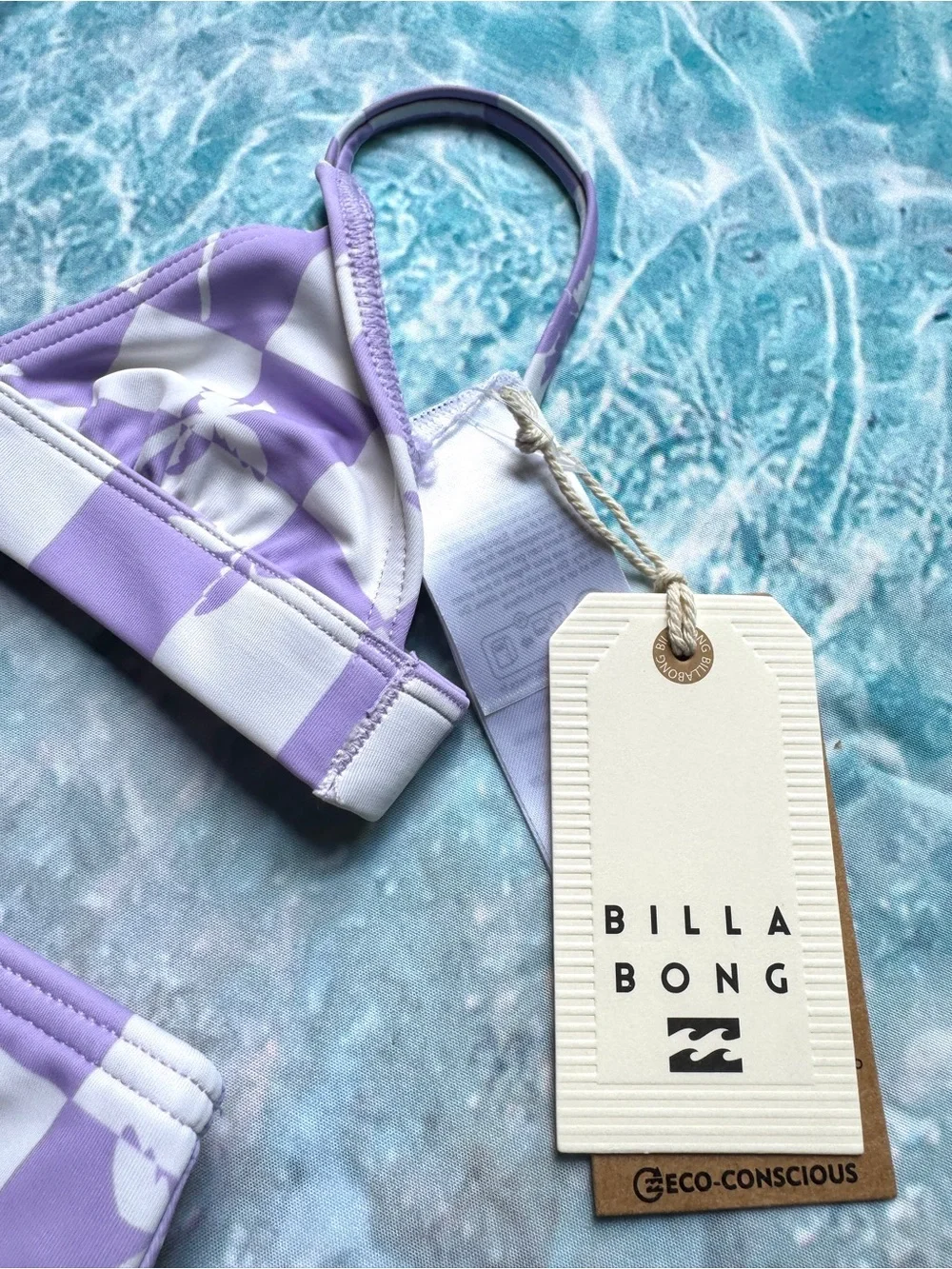 Billabong Girl’s Check Your Palm Purple and White Bikini Set Size 6